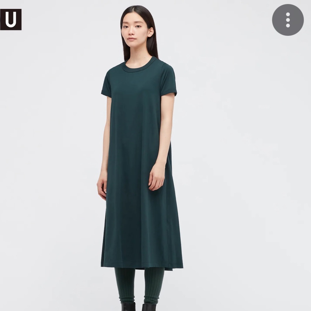 U Airism UNIQLO short sleeve long dress teal size L